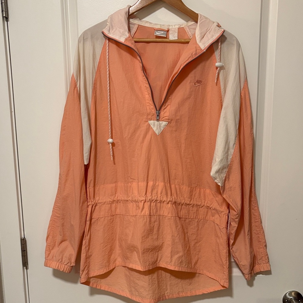 Nike Coral and White Hooded Jacket